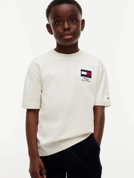 Tommy Hilfiger majica za djecu od pamuka s elastanom bež