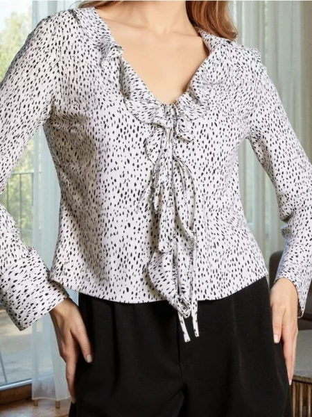 Блузка-сорочка з воланами різнобарвний