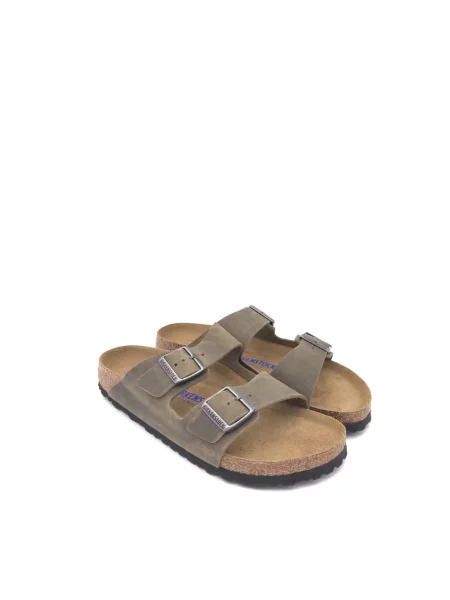 Klapki BIRKENSTOCK Arizona SFB LEOI Narrow faded khaki brązowe