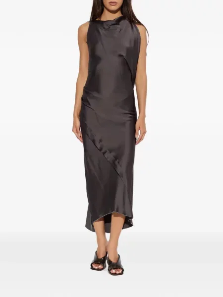 Rochie Victoria Beckham cu volane asimetrică gri