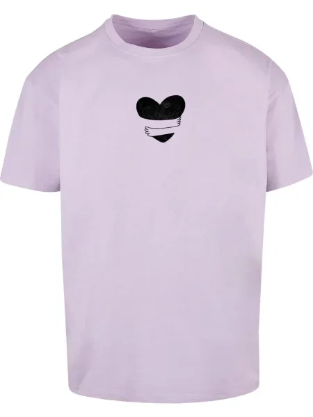 Merchcode Majica Hugs & Love Heart Hug svetlo lila črna
