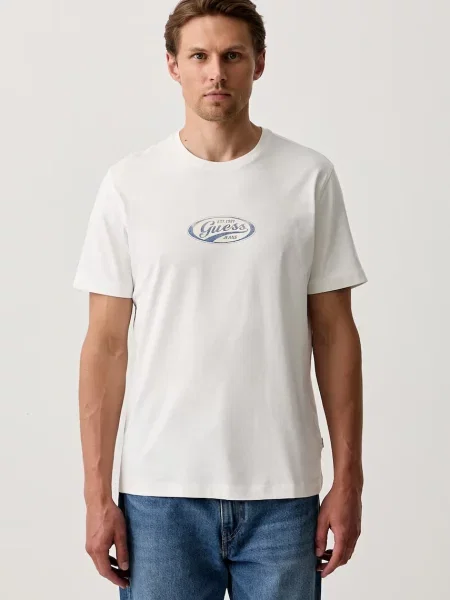 Guess Jeans majica za muškarce od pamuka bež
