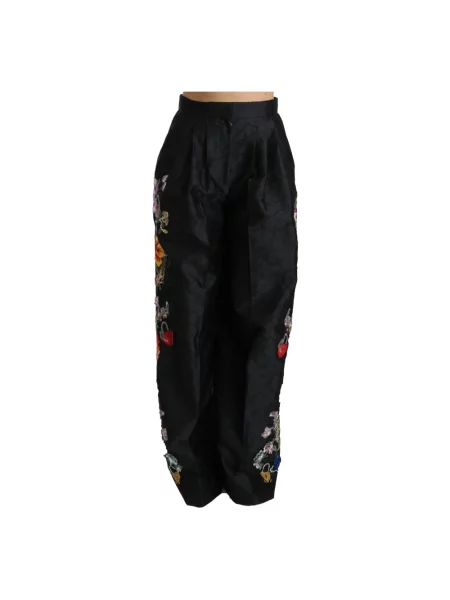 Haftowane spodnie Dolce And Gabbana czarne