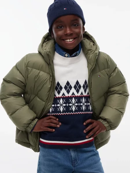 Tommy Hilfiger geacă cu puf pentru copii verde