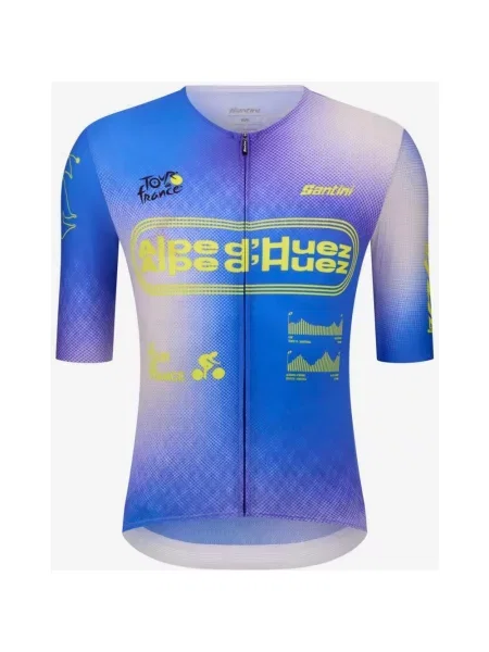 Koszulka rowerowa Tour de France Alpe d'Huez krótki rękaw Slim Cut XXS niebieski