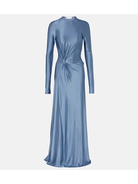 Maksi sukienka maxi Victoria Beckham z dżerseju garniturowa niebieska