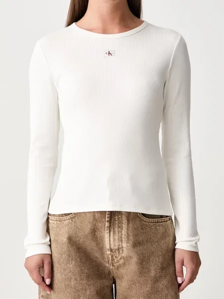 Calvin Klein Jeans блуза с дълги ръкави дамска от с бежово