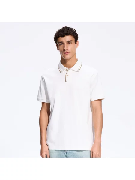Reserved Polo tričko comfort fit krémová