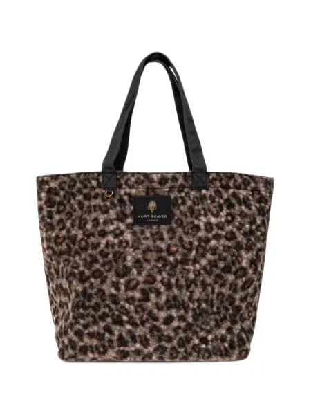 Geantă shopper Kurt Geiger London cu imagine cu model leopard maro