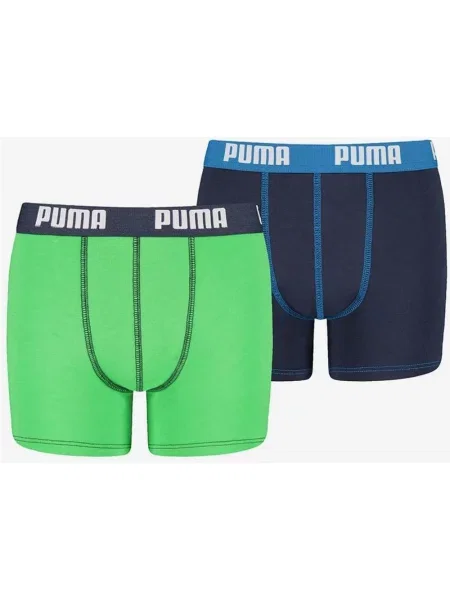 Bokserki dziecięce Puma Basic zielono-niebieskie 2 sztuki niebieskie