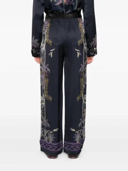 Pantaloni Forte_forte cu model floral albastru