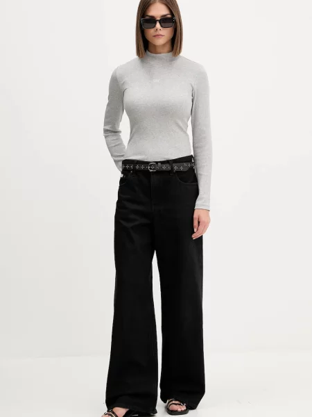 Tricou cu mânecă lungă Guess Jeans gri