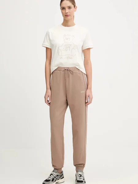 Спортивные штаны Guess с аппликацией коричневые