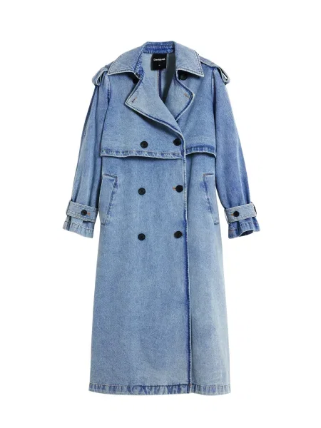 Desigual Palton de primăvară-toamnă denim albastru