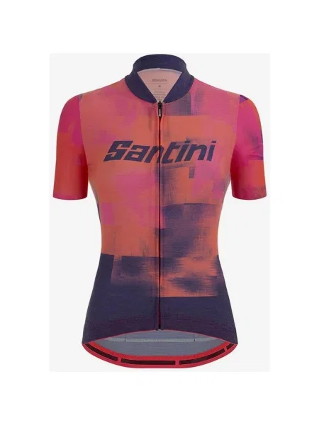 Koszulka treningowa Santini Forza Indoor Training Full Zip Polartec z krótkim rękawem Pomarańczowo-fioletowa Slim Fit XXS fioletowa