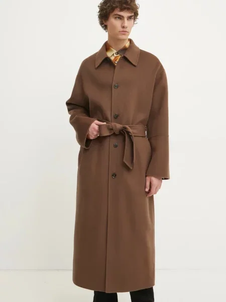 Nanushka płaszcz wełniany LUCIAN przejściowy brązowy