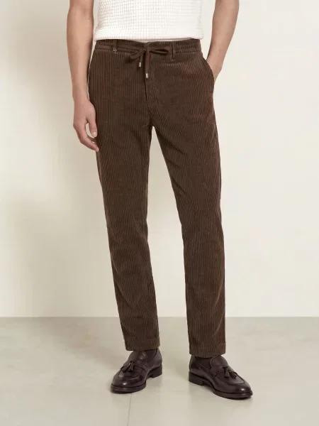 Distretto 12 Kordové Kalhoty Torino York Extra Slim Fit moro