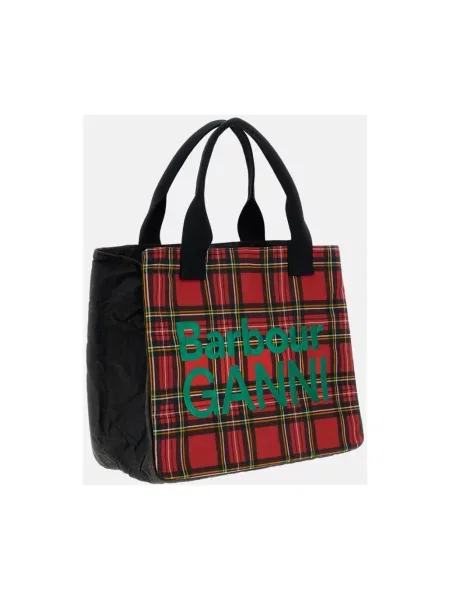 Barbour torebka x GANNI Wax Tote Bag czerwona