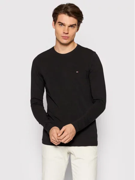Raztegniti majica z dolgimi rokavi Tommy Hilfiger črna