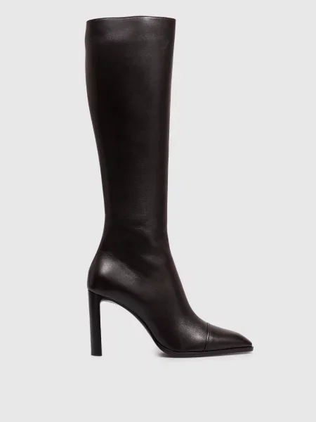 Кожаные сапоги Saint Laurent коричневые