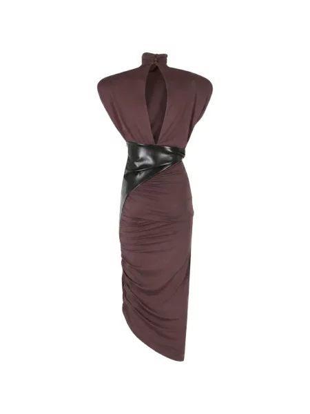 Rochie midi The Andamane drapată maro