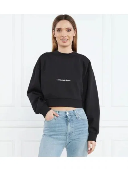 CALVIN KLEIN JEANS Hanorac INSTITUTIONAL | Cropped Fit negru