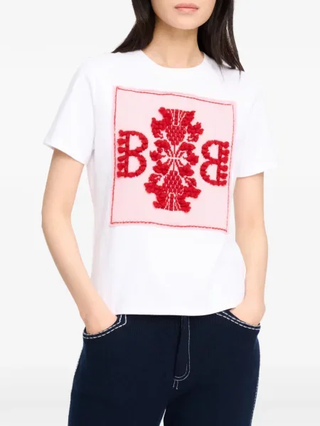 Tricou Barrie din cașmir cu autograf alb