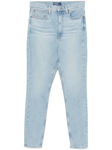 Haftowane satynowe spodnie Polo Ralph Lauren do kolan czarne