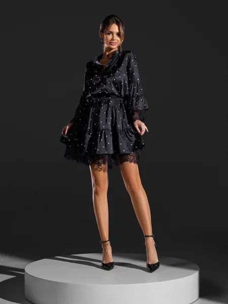 Сукня міні ISSA Plus шовк чорний