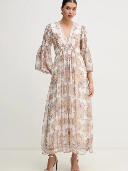 Hale BOB rochie din amestec de mătase Mara maxi evazati alb