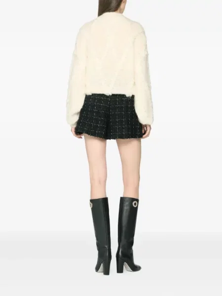 Pantaloni scurți Genny din tweed plisate negru