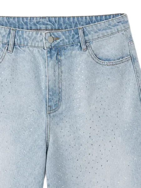 Stras pantaloni scurți din denim Happy Memories Don't Die albastru