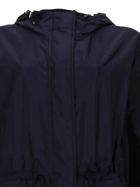Palton Moncler cu glugă cu cordon albastru