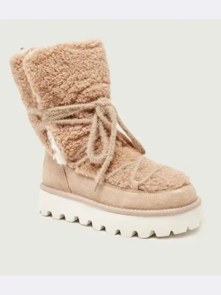 Marc Cain Bocanci | shearling cu adaos de piele bej