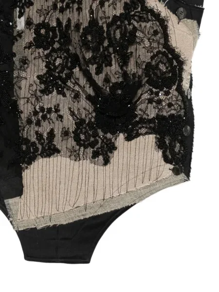 Kamizelka Marc Le Bihan koronkowa z koralikami czarna