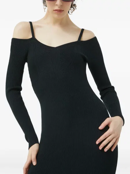 Rochie midi Abercrombie & Fitch cu decolteu în V până la genunchi de costum negru
