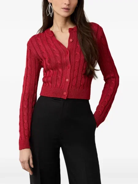 Плетена жилетка Ralph Lauren Collection изрязани червено