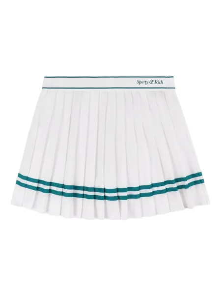 Fusta plisata Sporty & Rich cu dungi plisată alb