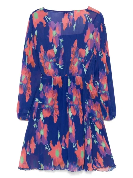 Миди рокля Hugo на цветя с принт до коляното синьо