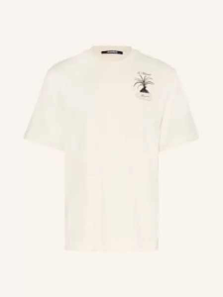 Jacquemus Tričko Le Tshirt Palmier krémová / tmavě hnědá