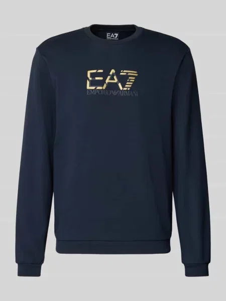 Bluza z logo i okrągłym dekoltem Ea7 Emporio Armani granatowa
