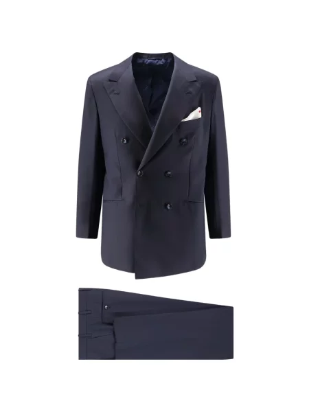 Costum Kiton de lână cu două rânduri de nasturi albastru