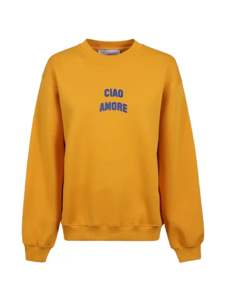 Hanorac crewneck Giada Benincasa cu decolteu rotund galben