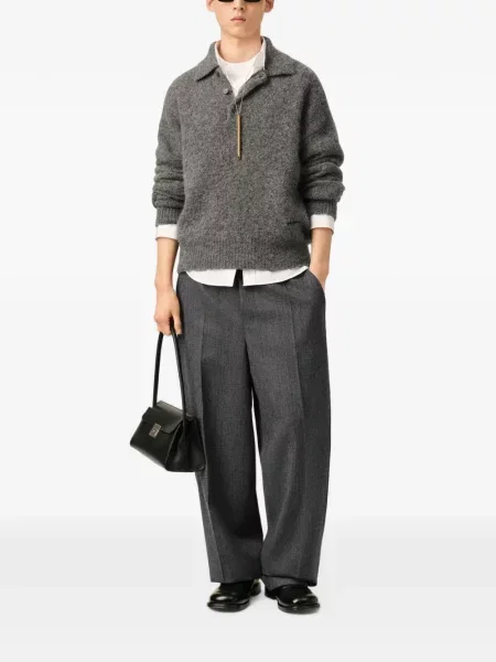 Pantaloni Ami Paris din satin gri