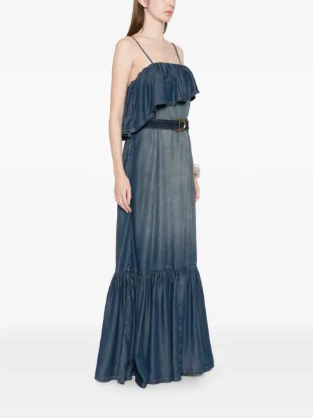 Maxi rochie maxi Pinko cu volane de costum albastru