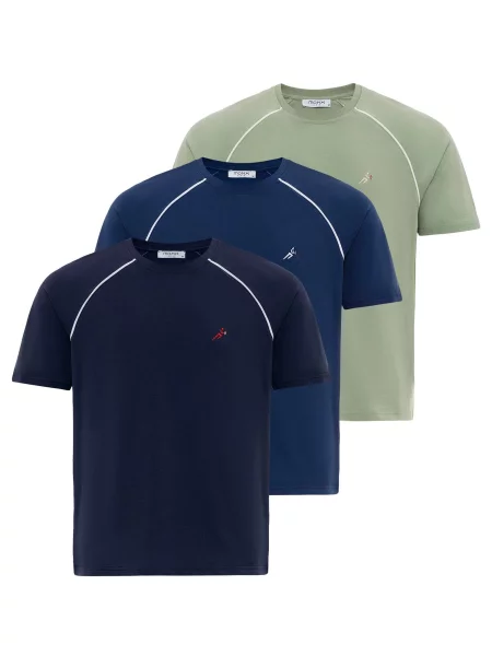 Moxx Paris Tricou bleumarin / albastru noapte / gri alb