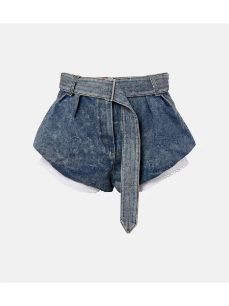 Pantaloni scurți din denim Magda Butrym cu talie înaltă albastru