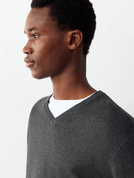 Sweter z dekoltem w szpic średni Teen XS MANGO TEEN szary