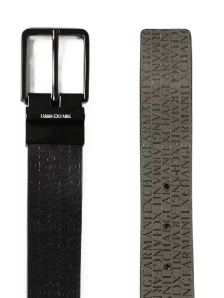 Обратим колан Emporio Armani с принт черно