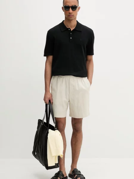 Calvin Klein pletena polo majica črna